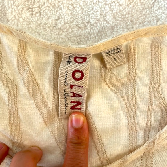 Anthropologie Dolan Shirt. Cream and taupe pattern with light fringe - Picture 2 of 4
